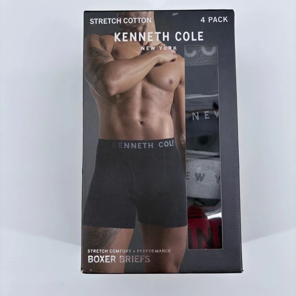 Kenneth Cole Mens Boxer Briefs Stretch Cotton Multi Color 4 Pack Size M NIB